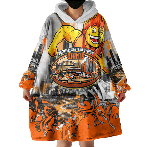 Personalised Greater Western Sydney Giants City Of Football Team Wearable Blanket Hoodie Sydney City Skyline Illustration Sport Fan