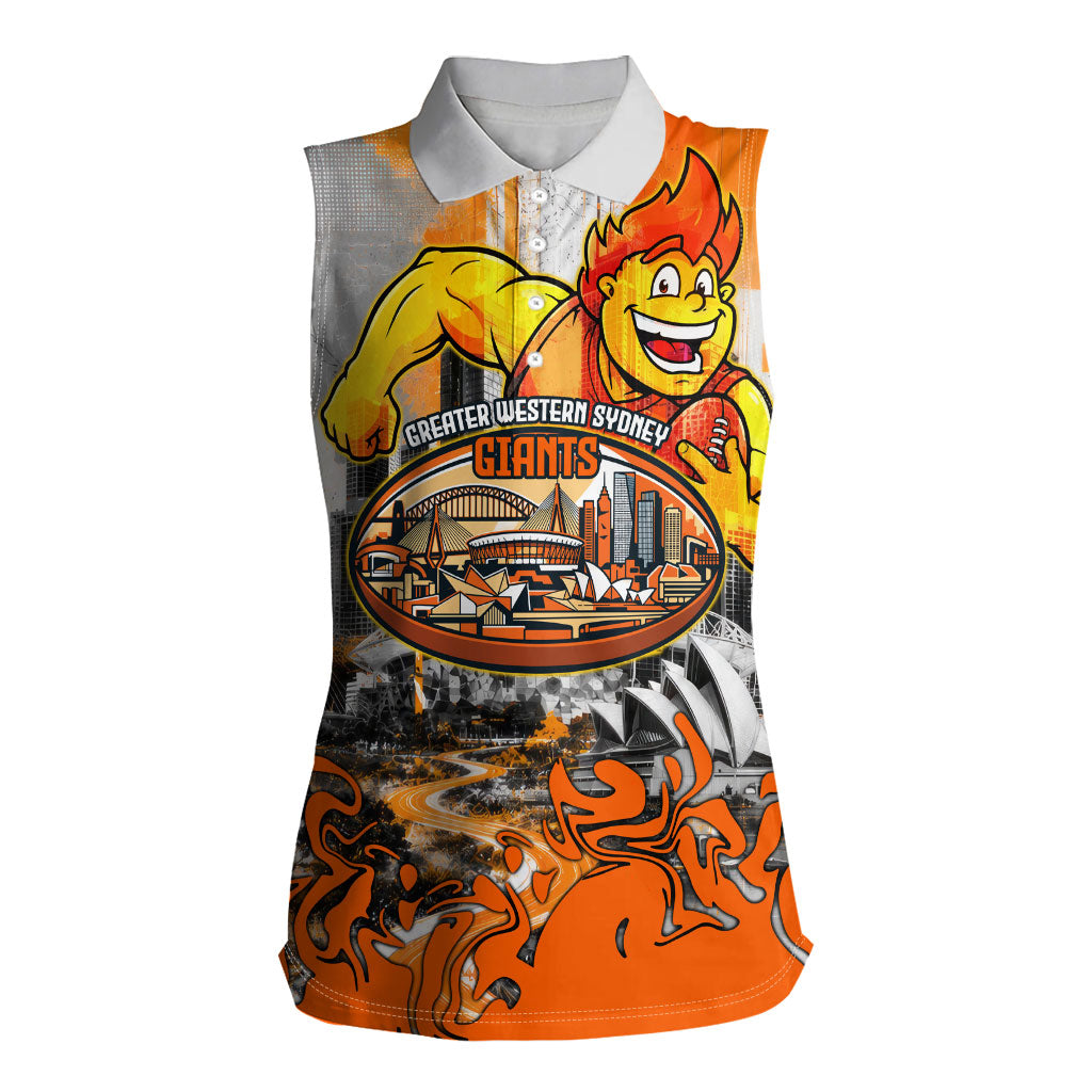 Personalised Greater Western Sydney Giants City Of Football Team Women Sleeveless Polo Shirt Sydney City Skyline Illustration Sport Fan