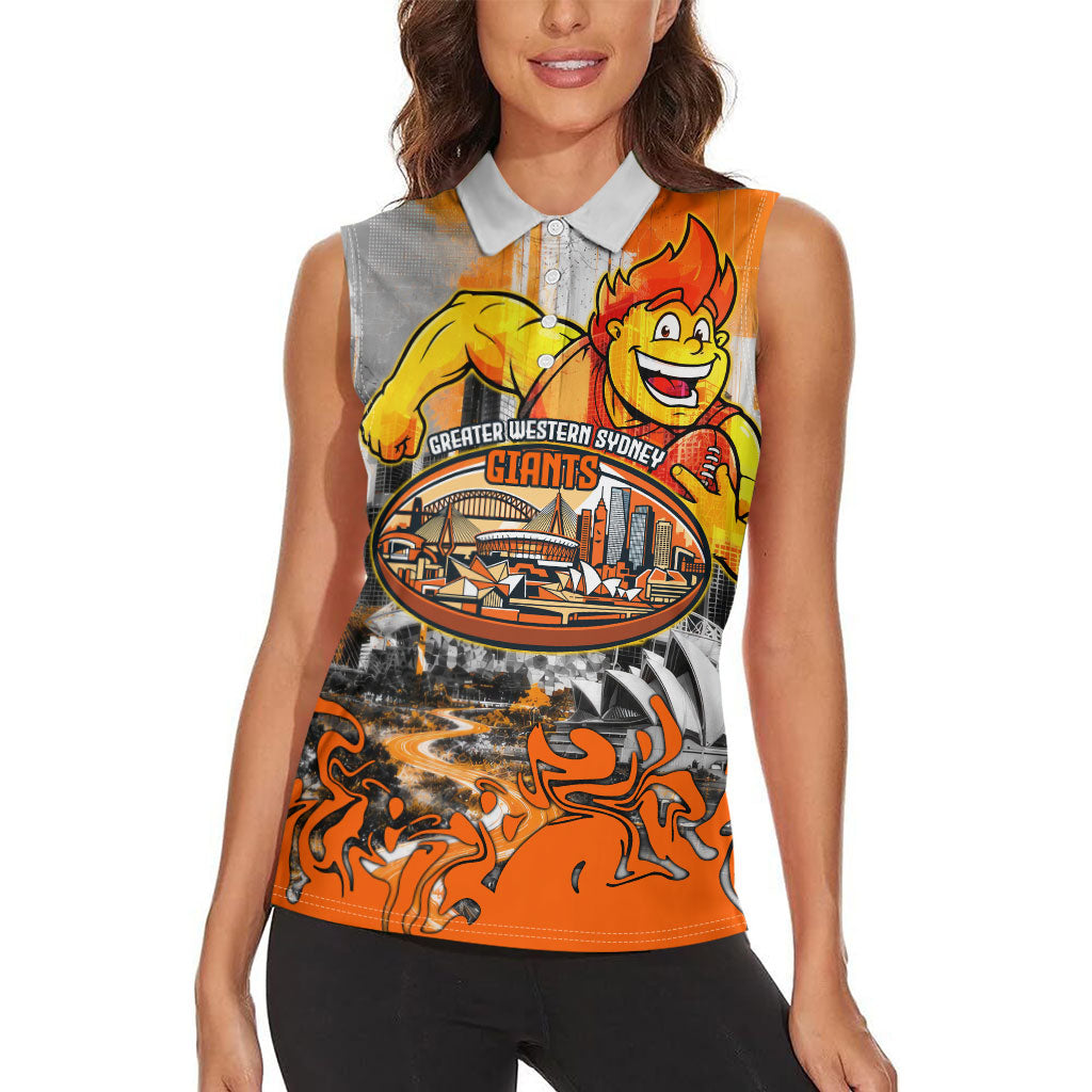 Personalised Greater Western Sydney Giants City Of Football Team Women Sleeveless Polo Shirt Sydney City Skyline Illustration Sport Fan
