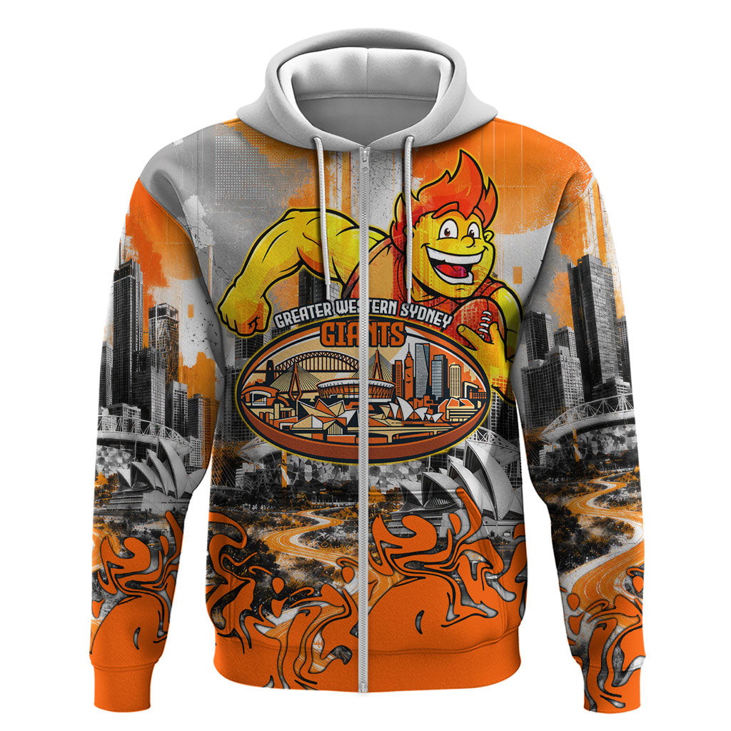 Personalised Greater Western Sydney Giants City Of Football Team Zip Hoodie Sydney City Skyline Illustration Sport Fan
