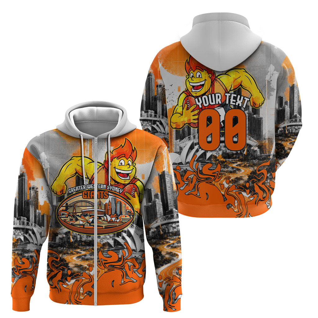 Personalised Greater Western Sydney Giants City Of Football Team Zip Hoodie Sydney City Skyline Illustration Sport Fan