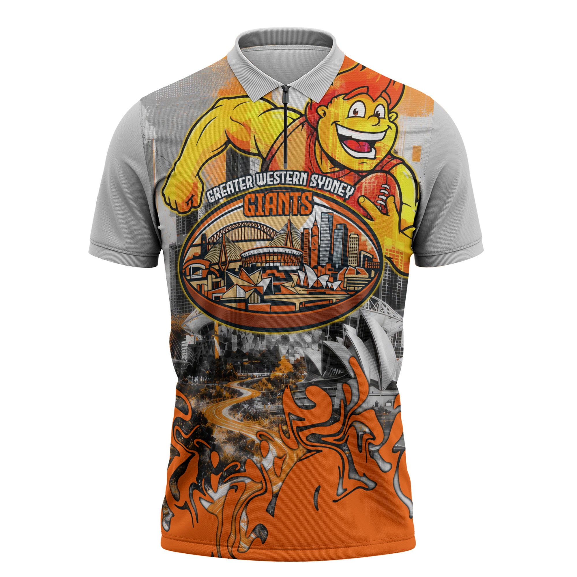Personalised Greater Western Sydney Giants City Of Football Team Zipper Polo Shirt Sydney City Skyline Illustration Sport Fan