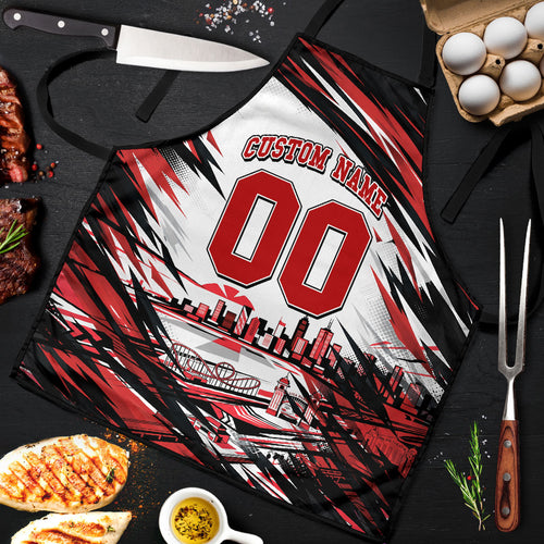 Personalised St Kilda Saints Fan Pride Apron Crusader Mascot Graphic Art With Melbourne City Skyline