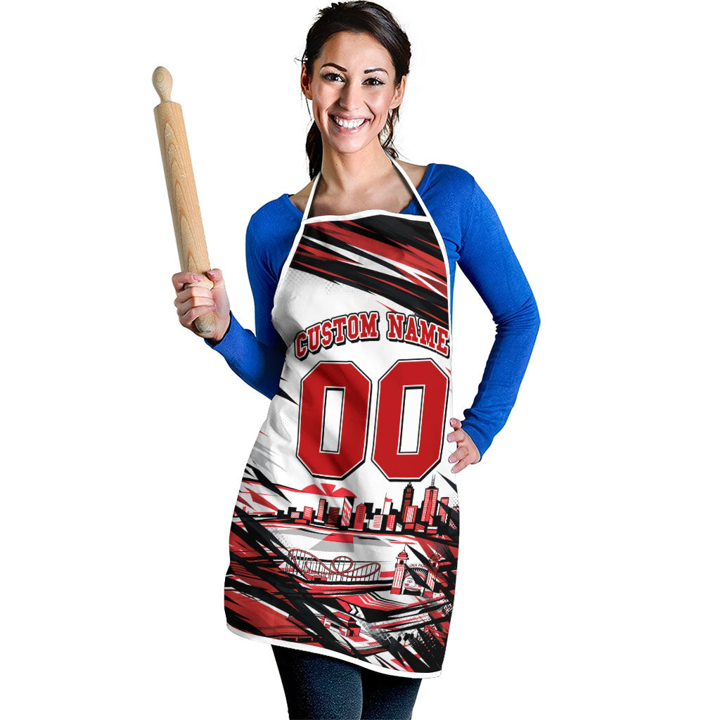 Personalised St Kilda Saints Fan Pride Apron Crusader Mascot Graphic Art With Melbourne City Skyline