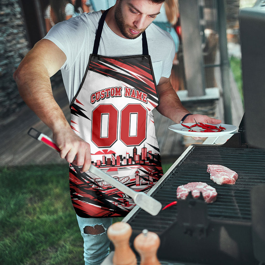 Personalised St Kilda Saints Fan Pride Apron Crusader Mascot Graphic Art With Melbourne City Skyline