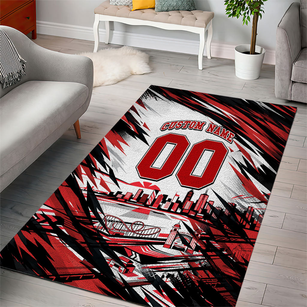 Personalised St Kilda Saints Fan Pride Area Rug Crusader Mascot Graphic Art With Melbourne City Skyline