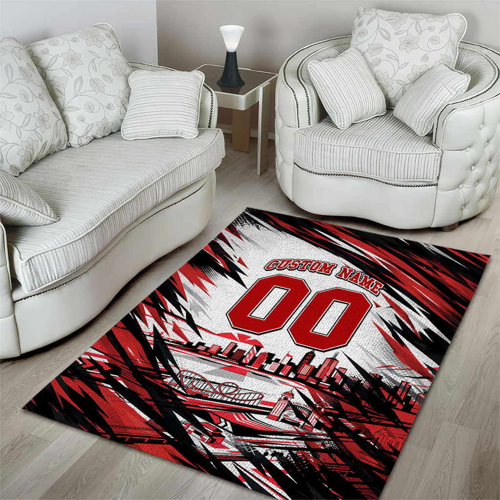 Personalised St Kilda Saints Fan Pride Area Rug Crusader Mascot Graphic Art With Melbourne City Skyline