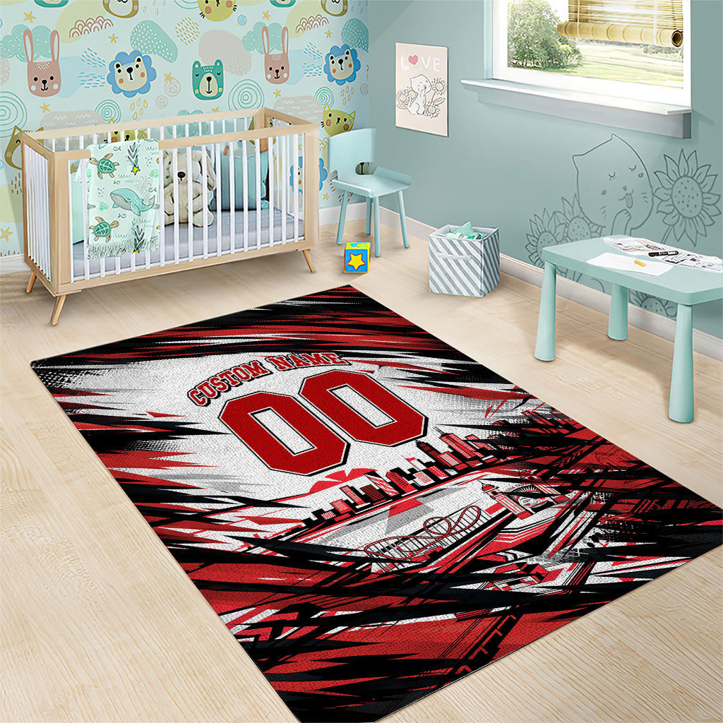 Personalised St Kilda Saints Fan Pride Area Rug Crusader Mascot Graphic Art With Melbourne City Skyline