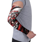 Personalised St Kilda Saints Fan Pride Arm Sleeves Crusader Mascot Graphic Art With Melbourne City Skyline