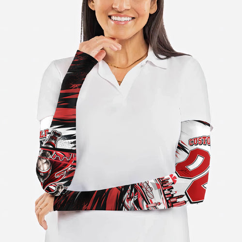Personalised St Kilda Saints Fan Pride Arm Sleeves Crusader Mascot Graphic Art With Melbourne City Skyline