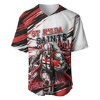 Personalised St Kilda Saints Fan Pride Baseball Jersey Crusader Mascot Graphic Art With Melbourne City Skyline