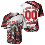 Personalised St Kilda Saints Fan Pride Baseball Jersey Crusader Mascot Graphic Art With Melbourne City Skyline