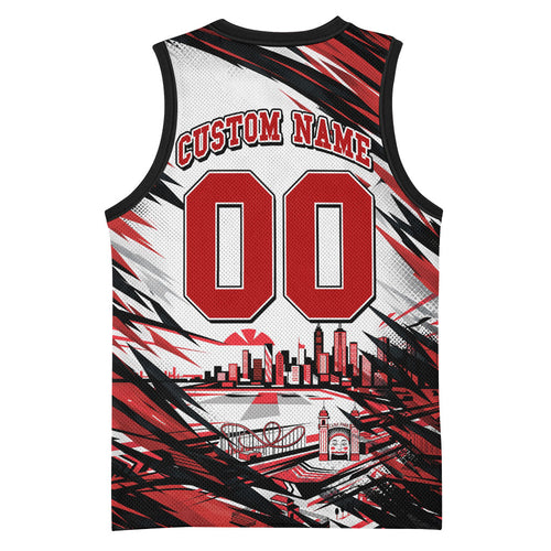 Personalised St Kilda Saints Fan Pride Basketball Jersey Crusader Mascot Graphic Art With Melbourne City Skyline