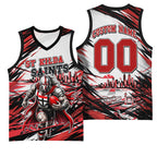 Personalised St Kilda Saints Fan Pride Basketball Jersey Crusader Mascot Graphic Art With Melbourne City Skyline