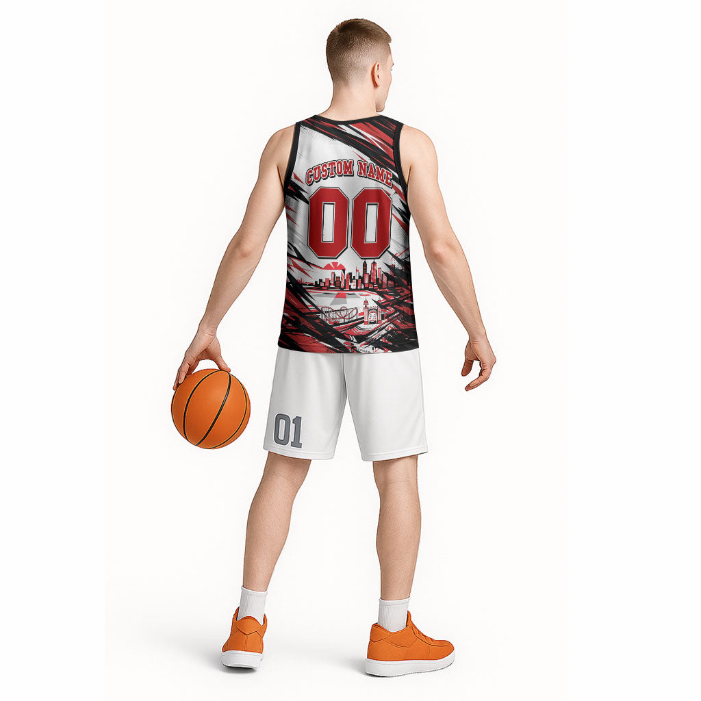 Personalised St Kilda Saints Fan Pride Basketball Jersey Crusader Mascot Graphic Art With Melbourne City Skyline