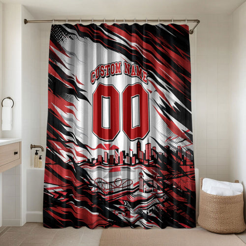 Personalised St Kilda Saints Fan Pride Bathroom Set Crusader Mascot Graphic Art With Melbourne City Skyline