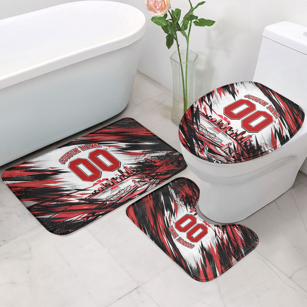 Personalised St Kilda Saints Fan Pride Bathroom Set Crusader Mascot Graphic Art With Melbourne City Skyline