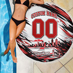 Personalised St Kilda Saints Fan Pride Beach Blanket Crusader Mascot Graphic Art With Melbourne City Skyline