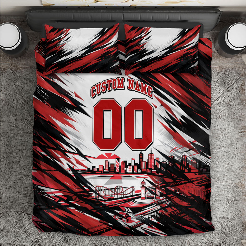 Personalised St Kilda Saints Fan Pride Bedding Set Crusader Mascot Graphic Art With Melbourne City Skyline