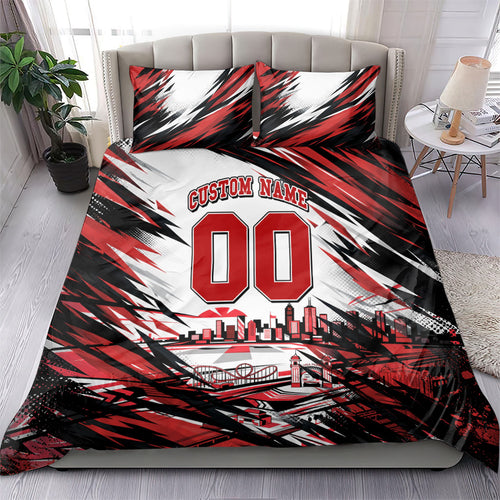 Personalised St Kilda Saints Fan Pride Bedding Set Crusader Mascot Graphic Art With Melbourne City Skyline
