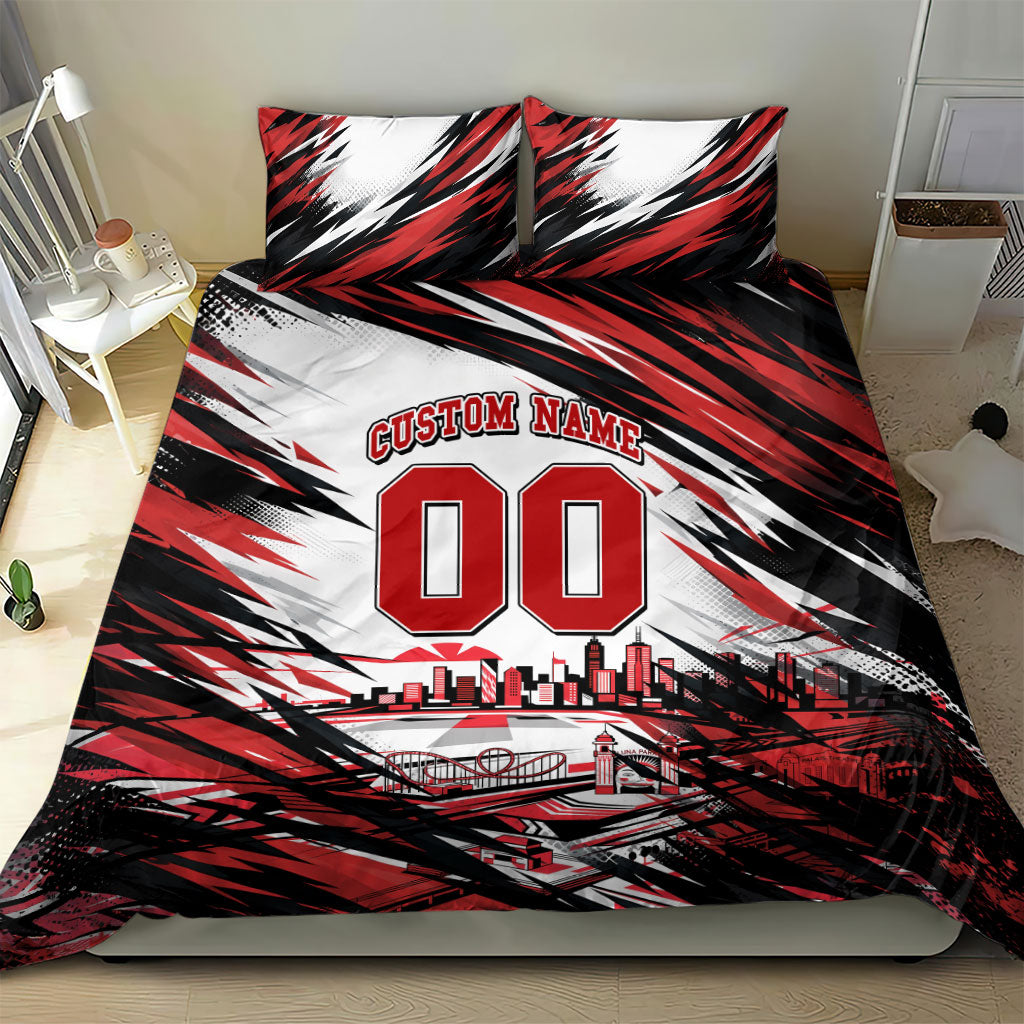Personalised St Kilda Saints Fan Pride Bedding Set Crusader Mascot Graphic Art With Melbourne City Skyline