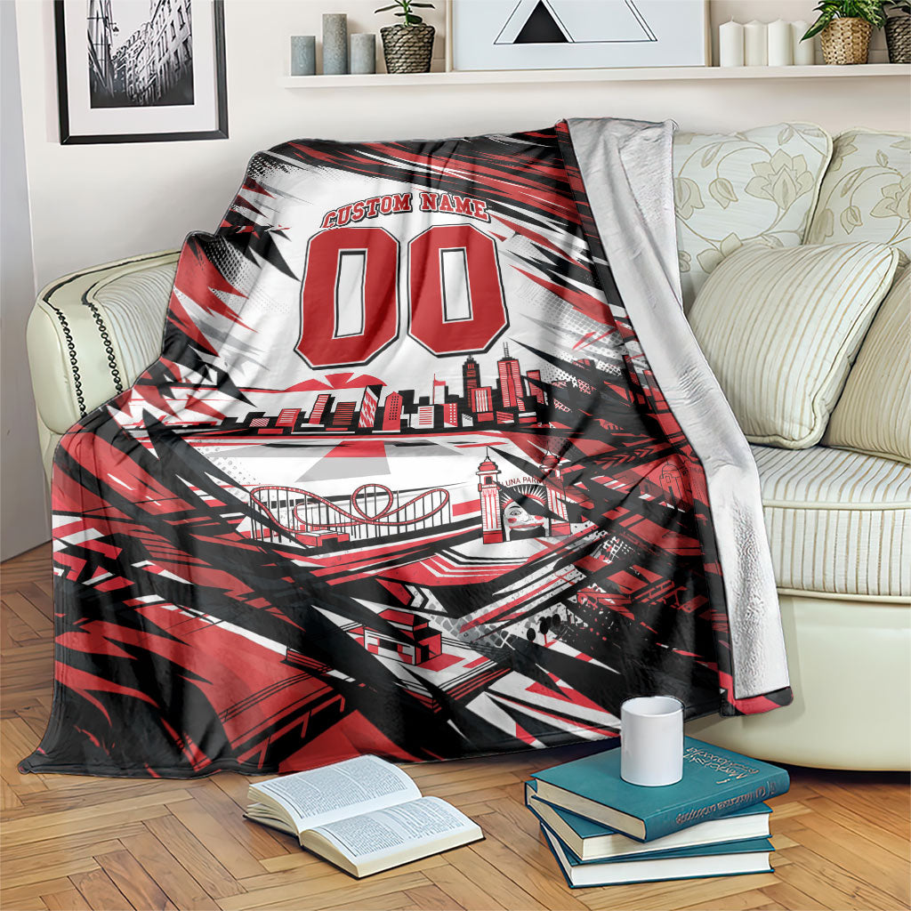 Personalised St Kilda Saints Fan Pride Blanket Crusader Mascot Graphic Art With Melbourne City Skyline