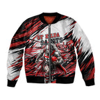 Personalised St Kilda Saints Fan Pride Bomber Jacket Crusader Mascot Graphic Art With Melbourne City Skyline