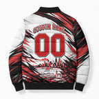 Personalised St Kilda Saints Fan Pride Bomber Puffer Jacket Crusader Mascot Graphic Art With Melbourne City Skyline