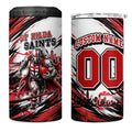 Personalised St Kilda Saints Fan Pride 4 in 1 Can Cooler Tumbler Crusader Mascot Graphic Art With Melbourne City Skyline