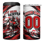Personalised St Kilda Saints Fan Pride 4 in 1 Can Cooler Tumbler Crusader Mascot Graphic Art With Melbourne City Skyline
