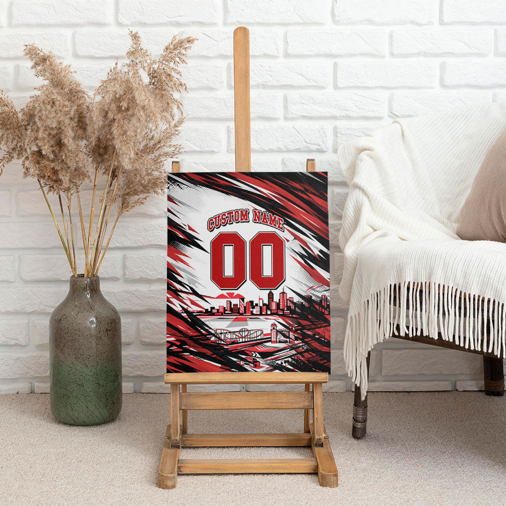 Personalised St Kilda Saints Fan Pride Canvas Wall Art Crusader Mascot Graphic Art With Melbourne City Skyline