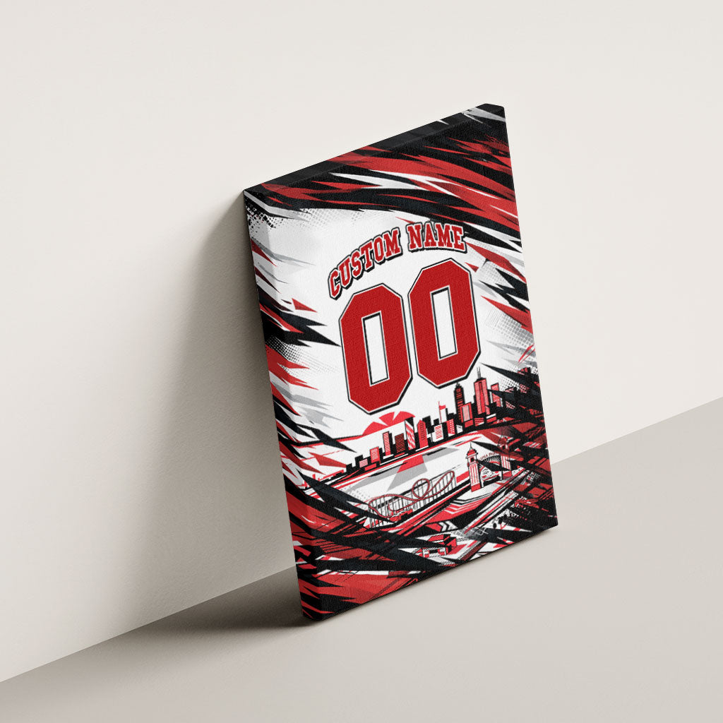 Personalised St Kilda Saints Fan Pride Canvas Wall Art Crusader Mascot Graphic Art With Melbourne City Skyline