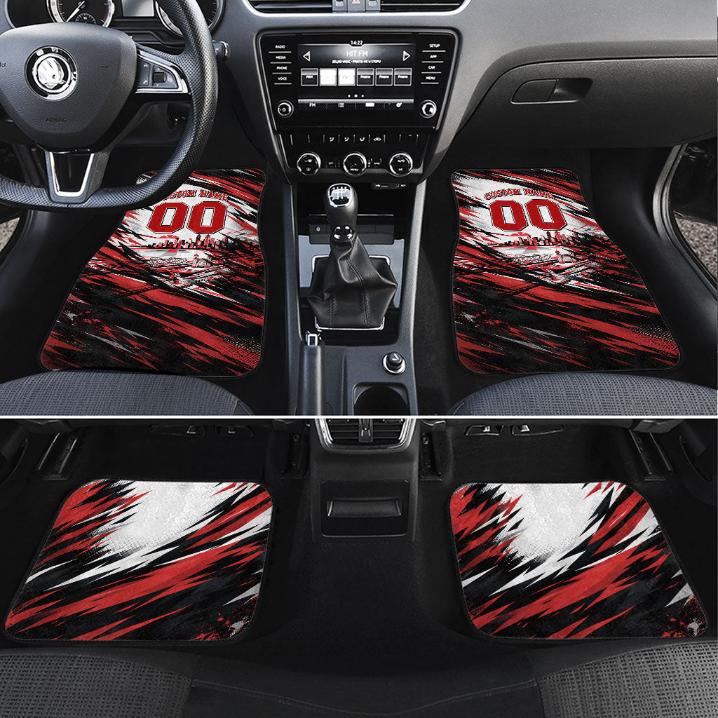 Personalised St Kilda Saints Fan Pride Car Mats Crusader Mascot Graphic Art With Melbourne City Skyline
