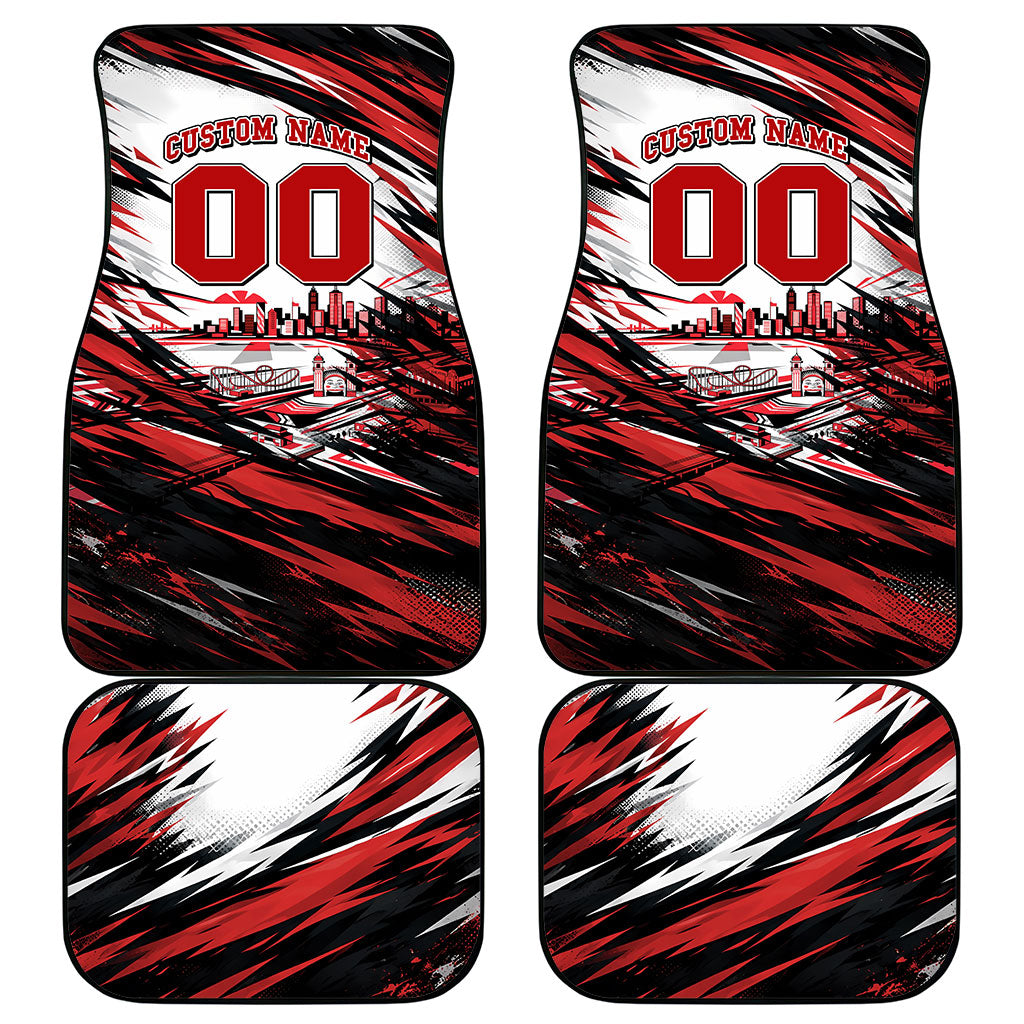 Personalised St Kilda Saints Fan Pride Car Mats Crusader Mascot Graphic Art With Melbourne City Skyline