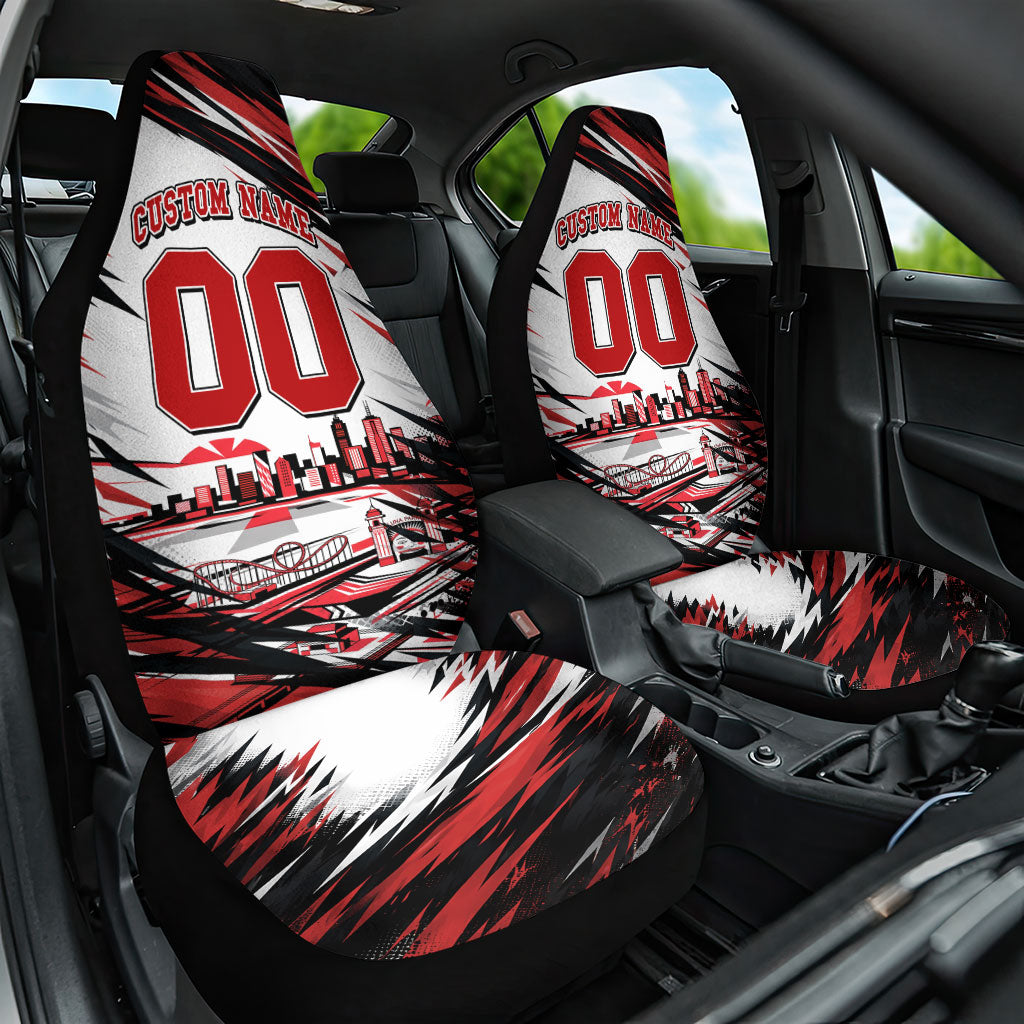 Personalised St Kilda Saints Fan Pride Car Seat Cover Crusader Mascot Graphic Art With Melbourne City Skyline