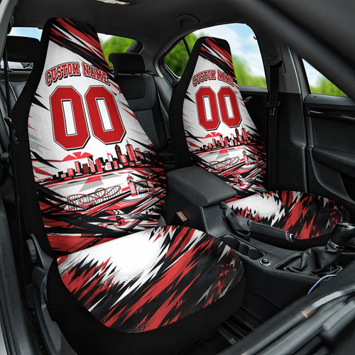 Personalised St Kilda Saints Fan Pride Car Seat Cover Crusader Mascot Graphic Art With Melbourne City Skyline