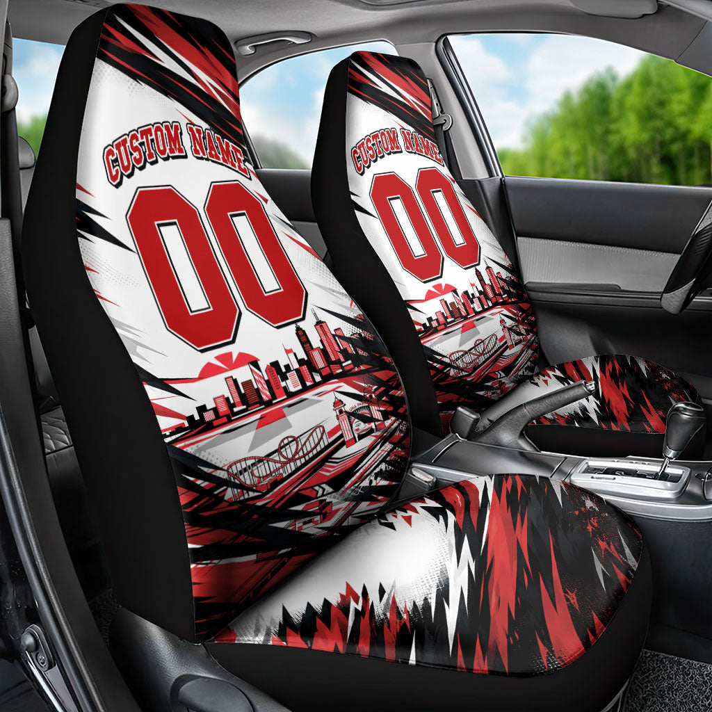 Personalised St Kilda Saints Fan Pride Car Seat Cover Crusader Mascot Graphic Art With Melbourne City Skyline