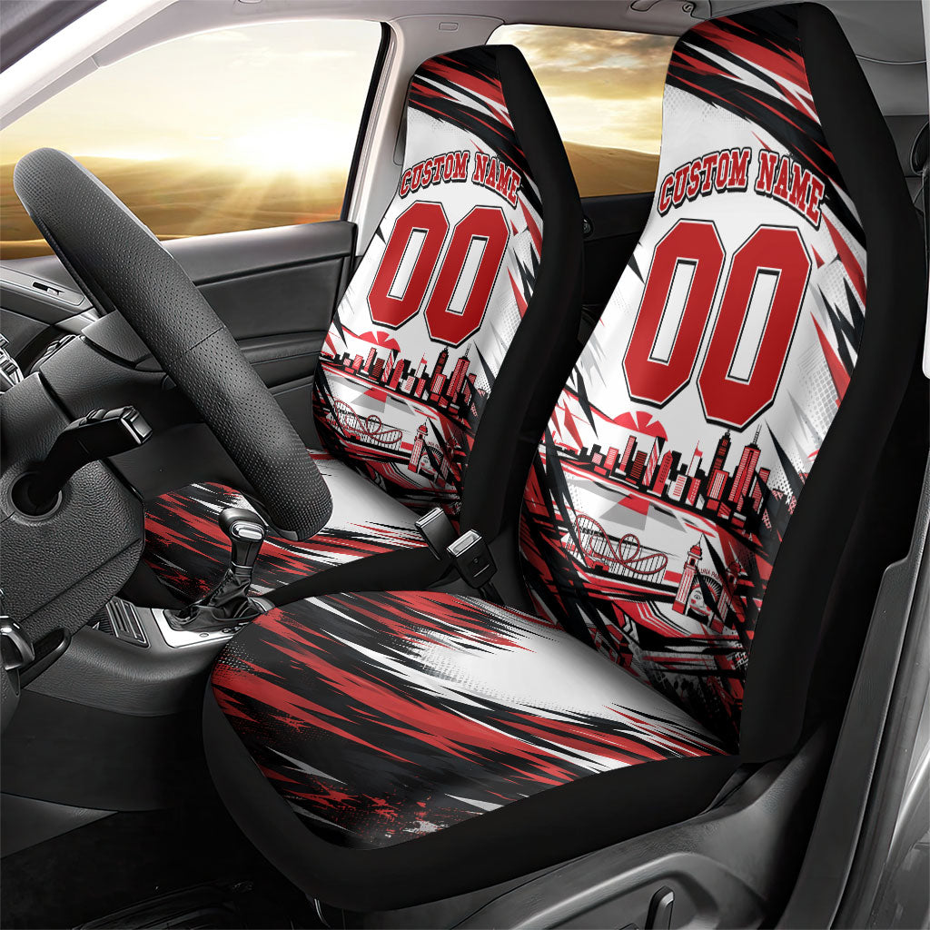 Personalised St Kilda Saints Fan Pride Car Seat Cover Crusader Mascot Graphic Art With Melbourne City Skyline