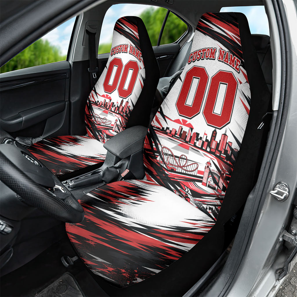 Personalised St Kilda Saints Fan Pride Car Seat Cover Crusader Mascot Graphic Art With Melbourne City Skyline