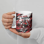 Personalised St Kilda Saints Fan Pride Ceramic Mug Crusader Mascot Graphic Art With Melbourne City Skyline
