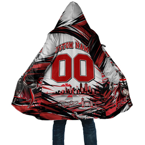 Personalised St Kilda Saints Fan Pride Cloak Crusader Mascot Graphic Art With Melbourne City Skyline