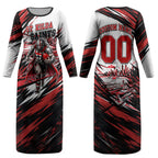 Personalised St Kilda Saints Fan Pride Couples Matching Long Sleeve Bodycon Dress and Long Sleeve Button Shirt Crusader Mascot Graphic Art With Melbourne City Skyline