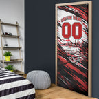 Personalised St Kilda Saints Fan Pride Door Cover Crusader Mascot Graphic Art With Melbourne City Skyline