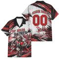 Personalised St Kilda Saints Fan Pride Family Matching Summer Maxi Dress and Hawaiian Shirt Crusader Mascot Graphic Art With Melbourne City Skyline