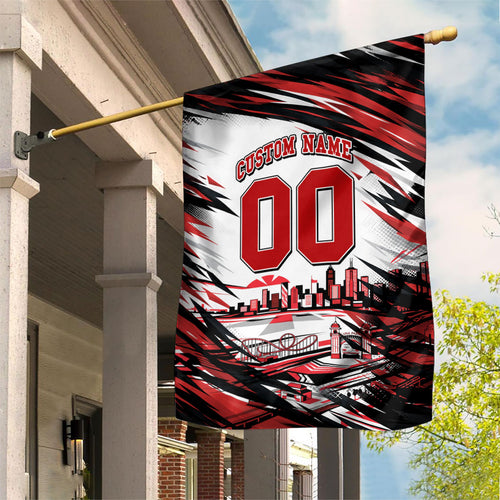 Personalised St Kilda Saints Fan Pride Garden Flag Crusader Mascot Graphic Art With Melbourne City Skyline