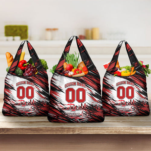 Personalised St Kilda Saints Fan Pride Grocery Bag Crusader Mascot Graphic Art With Melbourne City Skyline