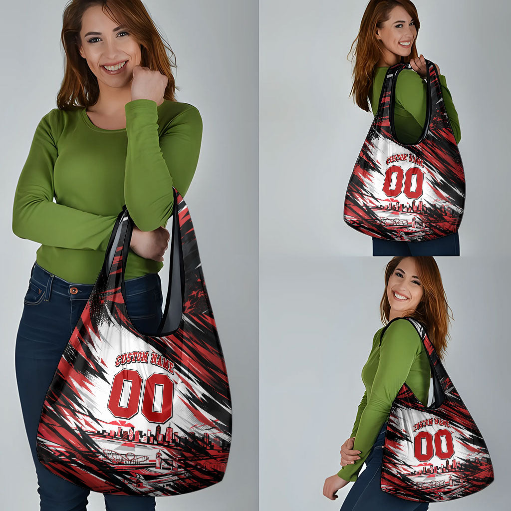 Personalised St Kilda Saints Fan Pride Grocery Bag Crusader Mascot Graphic Art With Melbourne City Skyline