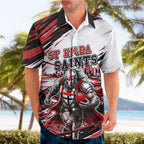 Personalised St Kilda Saints Fan Pride Hawaiian Shirt Crusader Mascot Graphic Art With Melbourne City Skyline