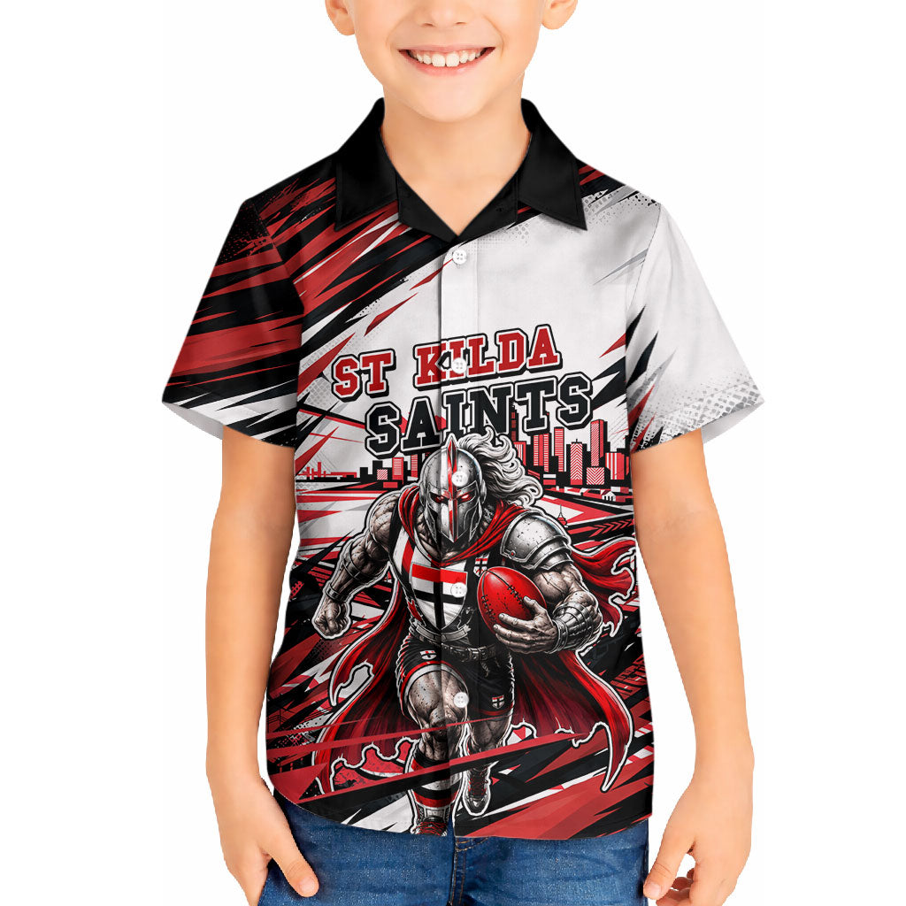 Personalised St Kilda Saints Fan Pride Hawaiian Shirt Crusader Mascot Graphic Art With Melbourne City Skyline