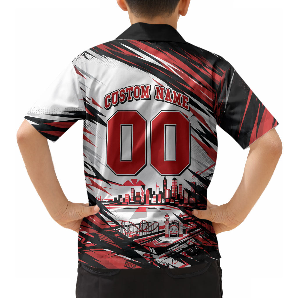 Personalised St Kilda Saints Fan Pride Hawaiian Shirt Crusader Mascot Graphic Art With Melbourne City Skyline